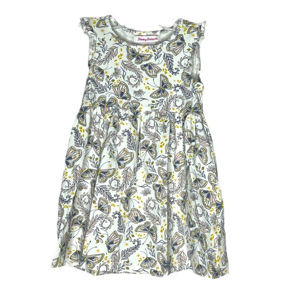 Tommy Bahama Dress Girls Size 24 Months White Purple Butterfiles Nature Boho - Picture 1 of 6